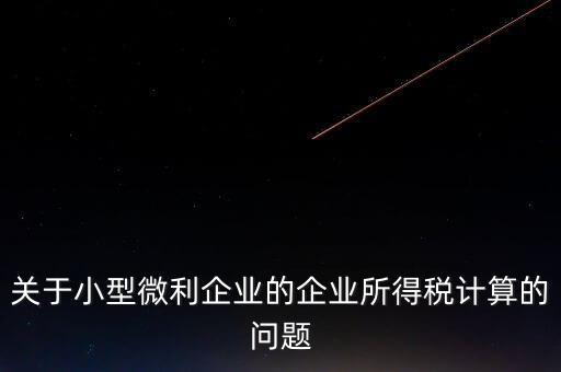 關(guān)于小型微利企業(yè)的企業(yè)所得稅計(jì)算的問(wèn)題