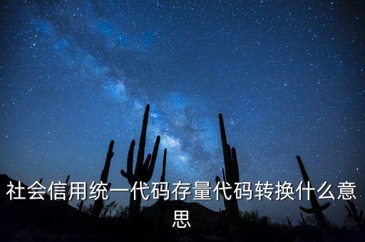 社會(huì)信用統(tǒng)一代碼存量代碼轉(zhuǎn)換什么意思