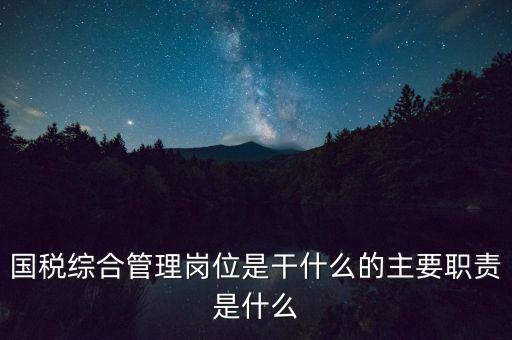 國稅綜合管理崗位是干什么的主要職責(zé)是什么