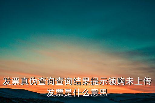 發(fā)票真?zhèn)尾樵儾樵兘Y(jié)果提示領(lǐng)購未上傳發(fā)票是什么意思