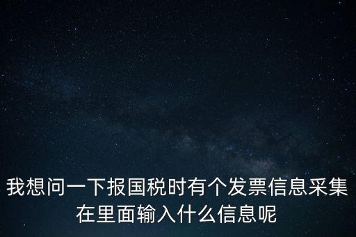 我想問一下報(bào)國(guó)稅時(shí)有個(gè)發(fā)票信息采集在里面輸入什么信息呢