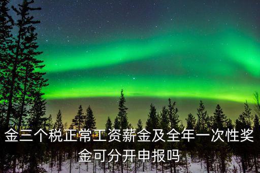 金三個(gè)稅是什么，金三個(gè)稅正常工資薪金及全年一次性獎(jiǎng)金可分開申報(bào)嗎
