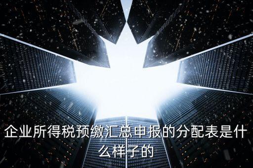 企業(yè)所得稅預繳匯總申報的分配表是什么樣子的