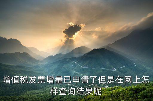 增值稅發(fā)票增量已申請(qǐng)了但是在網(wǎng)上怎樣查詢(xún)結(jié)果呢