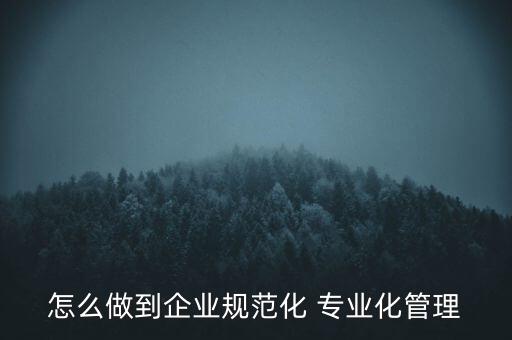 專業(yè)化公司如何管理，專業(yè)化企業(yè)的建議