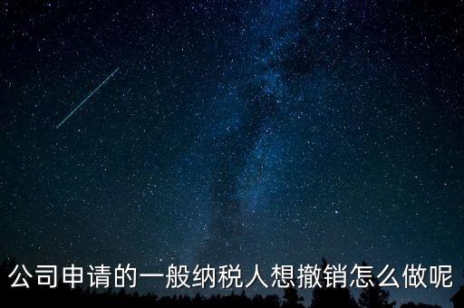 公司申請(qǐng)的一般納稅人想撤銷(xiāo)怎么做呢
