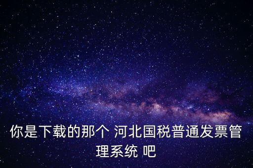 你是下載的那個(gè) 河北國稅普通發(fā)票管理系統(tǒng) 吧
