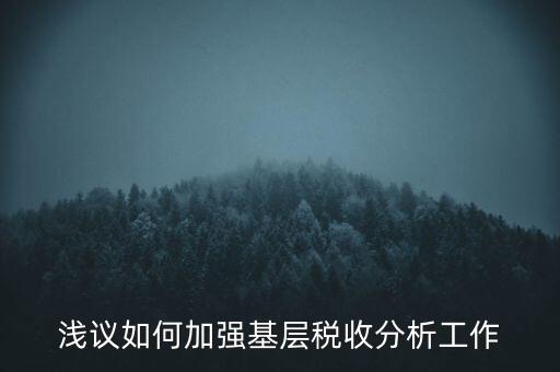 如何搞好稅收科研，淺議如何加強基層稅收分析工作
