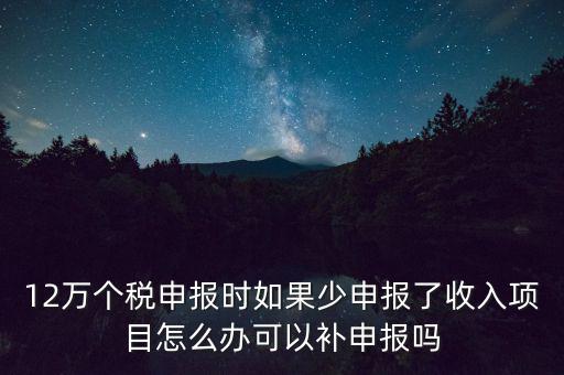 12萬個稅申報如何補報，年收入超12萬申報期錯過申報怎么辦