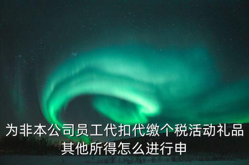 其他所得如何申報(bào)個(gè)稅，為非本公司員工代扣代繳個(gè)稅活動(dòng)禮品其他所得怎么進(jìn)行申