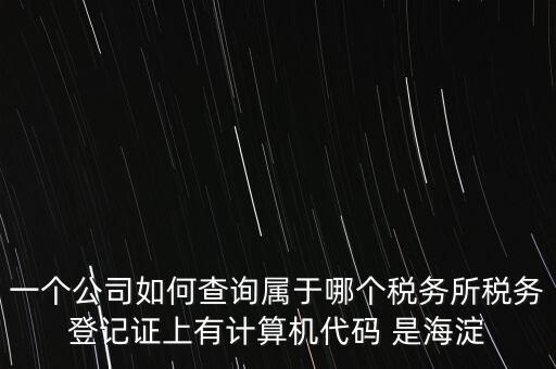 一個公司如何查詢屬于哪個稅務所稅務登記證上有計算機代碼 是海淀