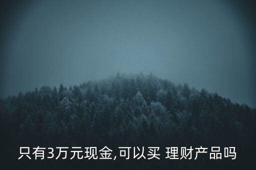 只有3萬(wàn)元現(xiàn)金,可以買 理財(cái)產(chǎn)品嗎