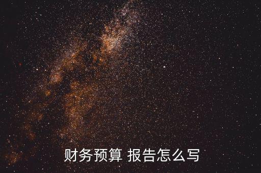  財務(wù)預算 報告怎么寫