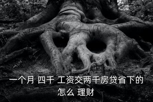 一個月 四千 工資交兩千房貸省下的怎么 理財