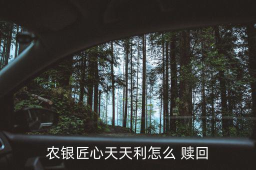 農銀匠心天天利怎么 贖回