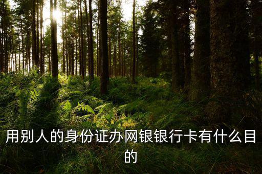 借別人身份證開(kāi)網(wǎng)銀是什么目的，用別人的身份證辦網(wǎng)銀銀行卡有什么目的