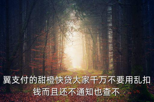 甜橙快貸資源未找到是什么意思，翼支付的甜橙快貸大家千萬(wàn)不要用亂扣錢而且還不通知也查不