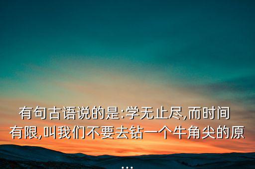 有句古語說的是:學(xué)無止盡,而時(shí)間 有限,叫我們不要去鉆一個(gè)牛角尖的原...