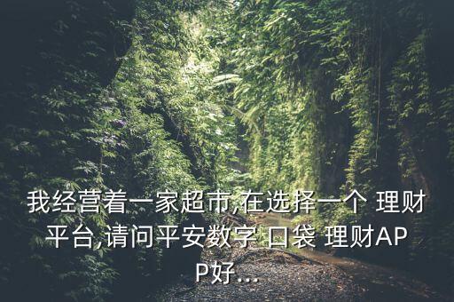 我經(jīng)營(yíng)著一家超市,在選擇一個(gè) 理財(cái)平臺(tái),請(qǐng)問平安數(shù)字 口袋 理財(cái)APP好...