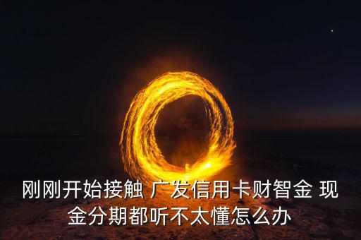 剛剛開始接觸 廣發(fā)信用卡財智金 現金分期都聽不太懂怎么辦