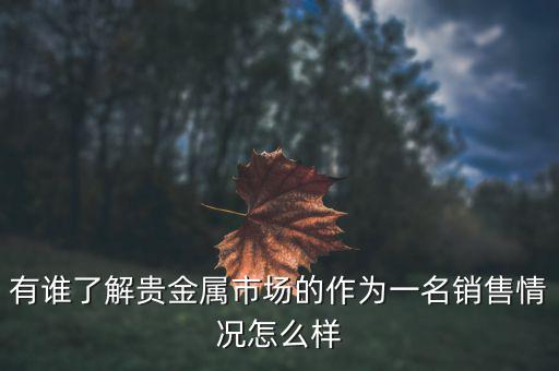 貴金屬公司為什么泛濫，有誰了解貴金屬市場的作為一名銷售情況怎么樣