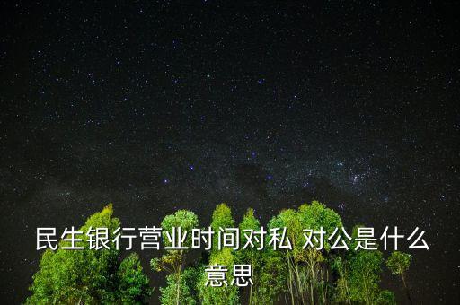  民生銀行營業(yè)時(shí)間對(duì)私 對(duì)公是什么意思
