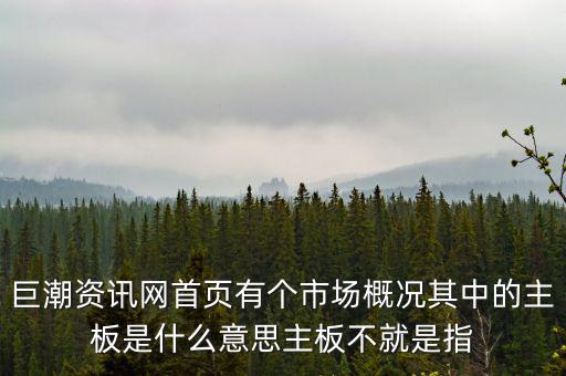 巨潮資訊網(wǎng)首頁有個(gè)市場(chǎng)概況其中的主板是什么意思主板不就是指