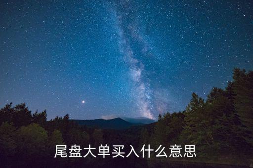 尾盤大買單什么意思，近尾盤掛大買單是啥意思