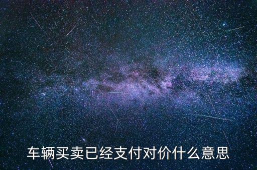 車輛買賣已經支付對價什么意思