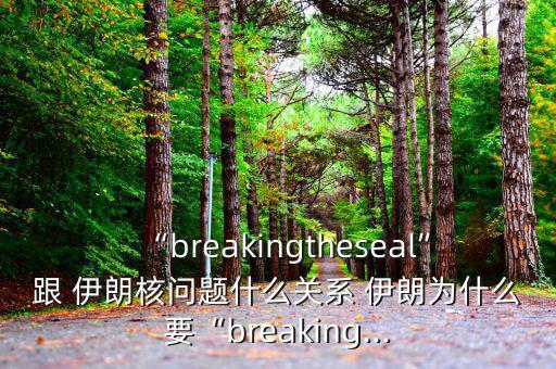 “breakingtheseal”跟 伊朗核問(wèn)題什么關(guān)系 伊朗為什么要“breaking...