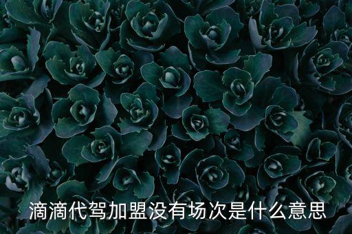  滴滴代駕加盟沒(méi)有場(chǎng)次是什么意思