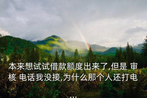 本來想試試借款額度出來了,但是 審核 電話我沒接,為什么那個(gè)人還打電...