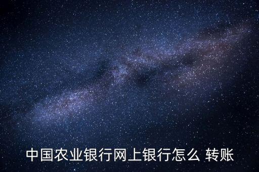 中國農業(yè)銀行網上銀行怎么 轉賬