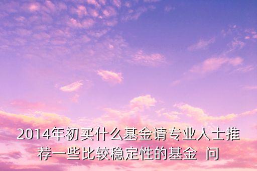 2014現(xiàn)在買什么基金最好，急求2014年什么基金好點謝謝