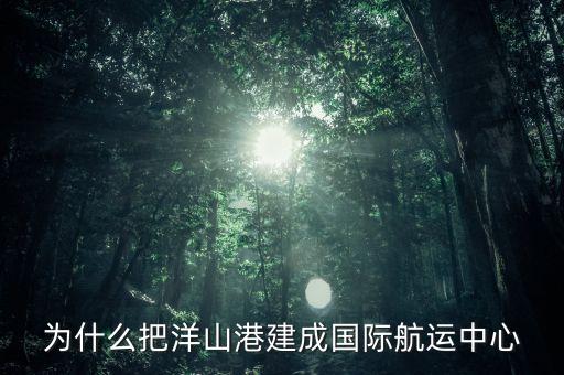 為什么建洋山港，上海為什么需要建設(shè)大小洋山港口