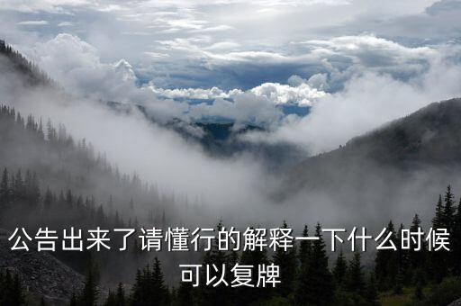公告出來了請懂行的解釋一下什么時候可以復(fù)牌
