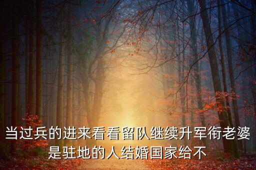 國家為什么不分房，當(dāng)過兵的進(jìn)來看看留隊(duì)繼續(xù)升軍銜老婆是駐地的人結(jié)婚國家給不