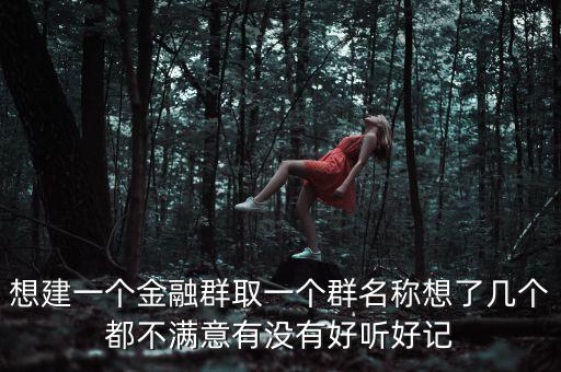 金融微信群取什么名字，想建一個(gè)金融群取一個(gè)群名稱想了幾個(gè)都不滿意有沒有好聽好記