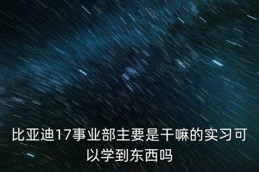 比亞迪17事業(yè)部主要是干嘛的實習(xí)可以學(xué)到東西嗎