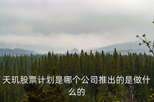 天璣股票計劃是哪個公司推出的是做什么的