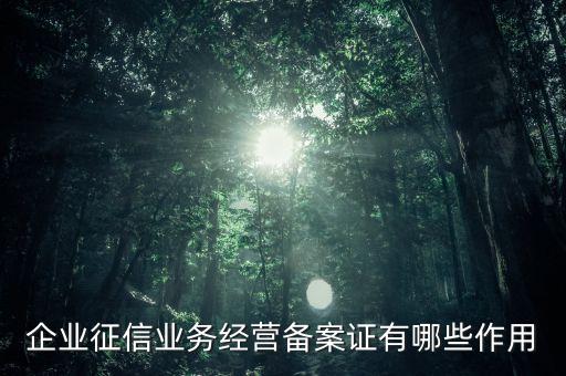企業(yè)征信業(yè)務(wù)經(jīng)營備案證有什么用，中國人民銀行機構(gòu)信用代碼證有什么作用