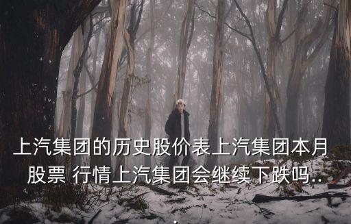 上汽集團(tuán)的歷史股價(jià)表上汽集團(tuán)本月 股票 行情上汽集團(tuán)會繼續(xù)下跌嗎...