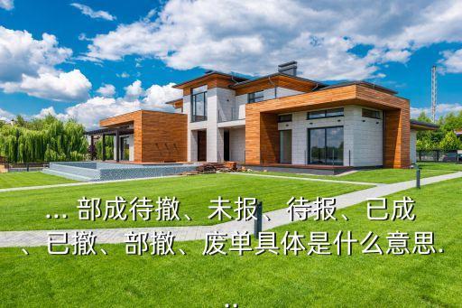 ... 部成待撤、未報、待報、已成、已撤、部撤、廢單具體是什么意思...