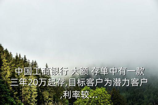  中國(guó)工商銀行 大額 存單中有一款三年20萬(wàn)起存,目標(biāo)客戶(hù)為潛力客戶(hù),利率較...