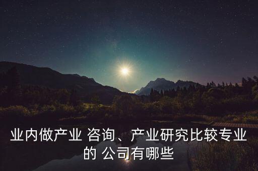 業(yè)內(nèi)做產(chǎn)業(yè) 咨詢、產(chǎn)業(yè)研究比較專業(yè)的 公司有哪些