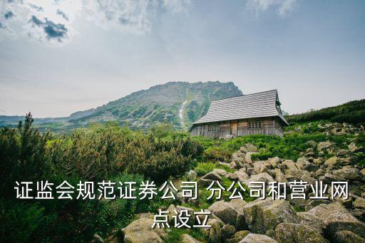 證監(jiān)會規(guī)范證券公司 分公司和營業(yè)網點設立
