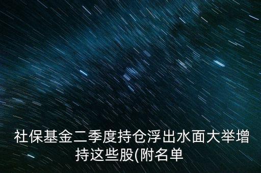  社?；鸲径瘸謧}浮出水面大舉增持這些股(附名單