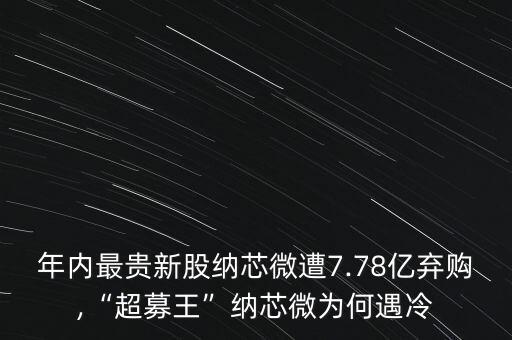年內(nèi)最貴新股納芯微遭7.78億棄購,“超募王”納芯微為何遇冷