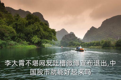 李大霄不堪網友吐槽微博宣布退出,中國股市就能好起來嗎