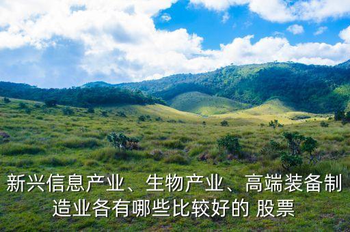 新興信息產(chǎn)業(yè)、生物產(chǎn)業(yè)、高端裝備制造業(yè)各有哪些比較好的 股票